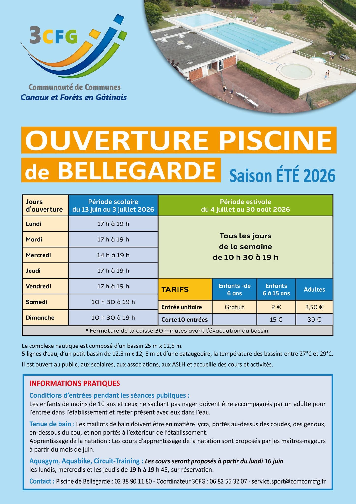 Juin-Aout 2026 Bellegarde ouverture piscine