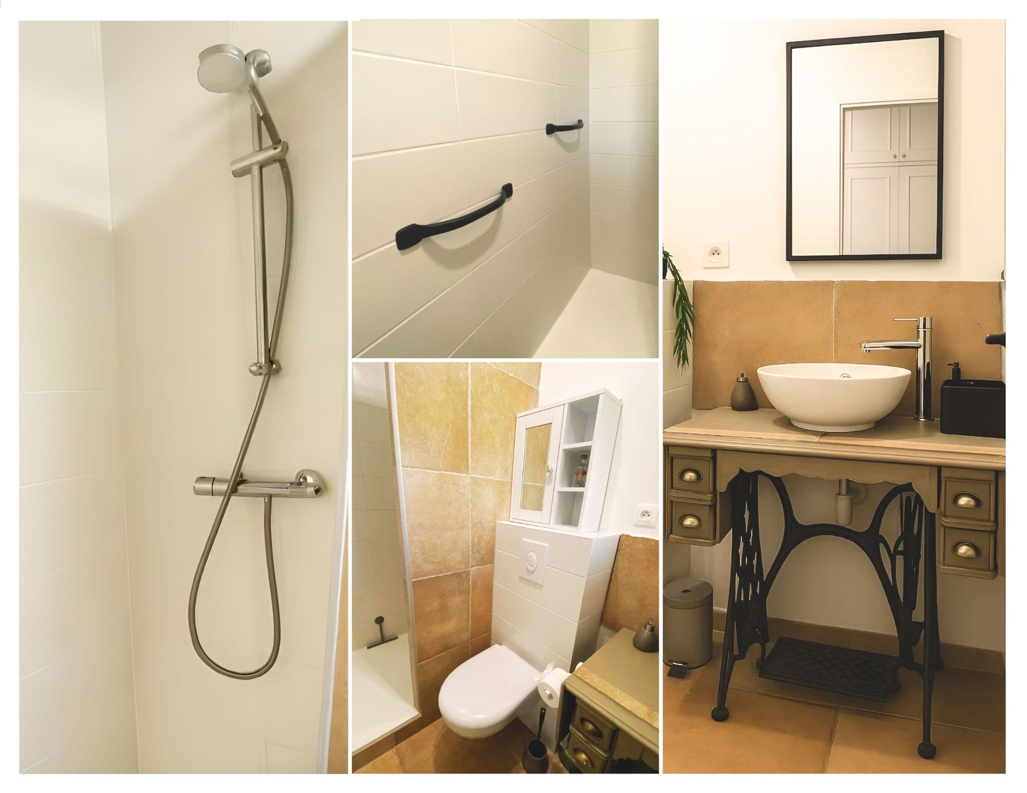 Salle de bain avec barres de maintien