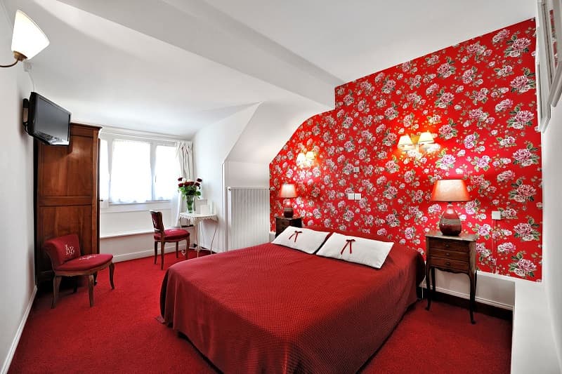 Chambre. Hôtel La Roseraie, à Chenonceaux.