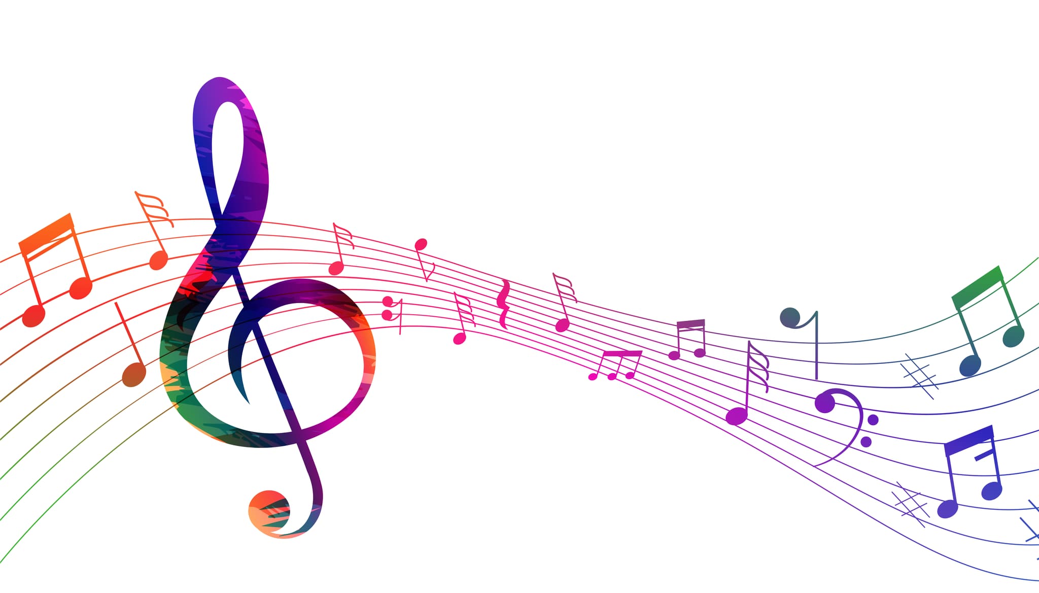 musical pentagram sound waves notes background