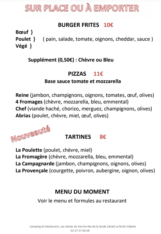les abrias menu