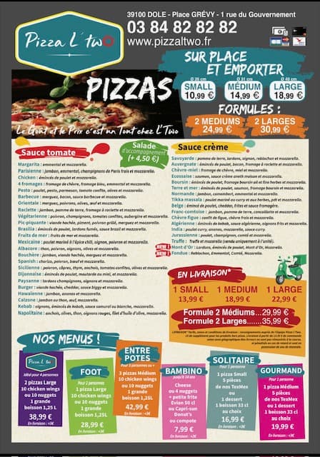 Carte Pizza L'two