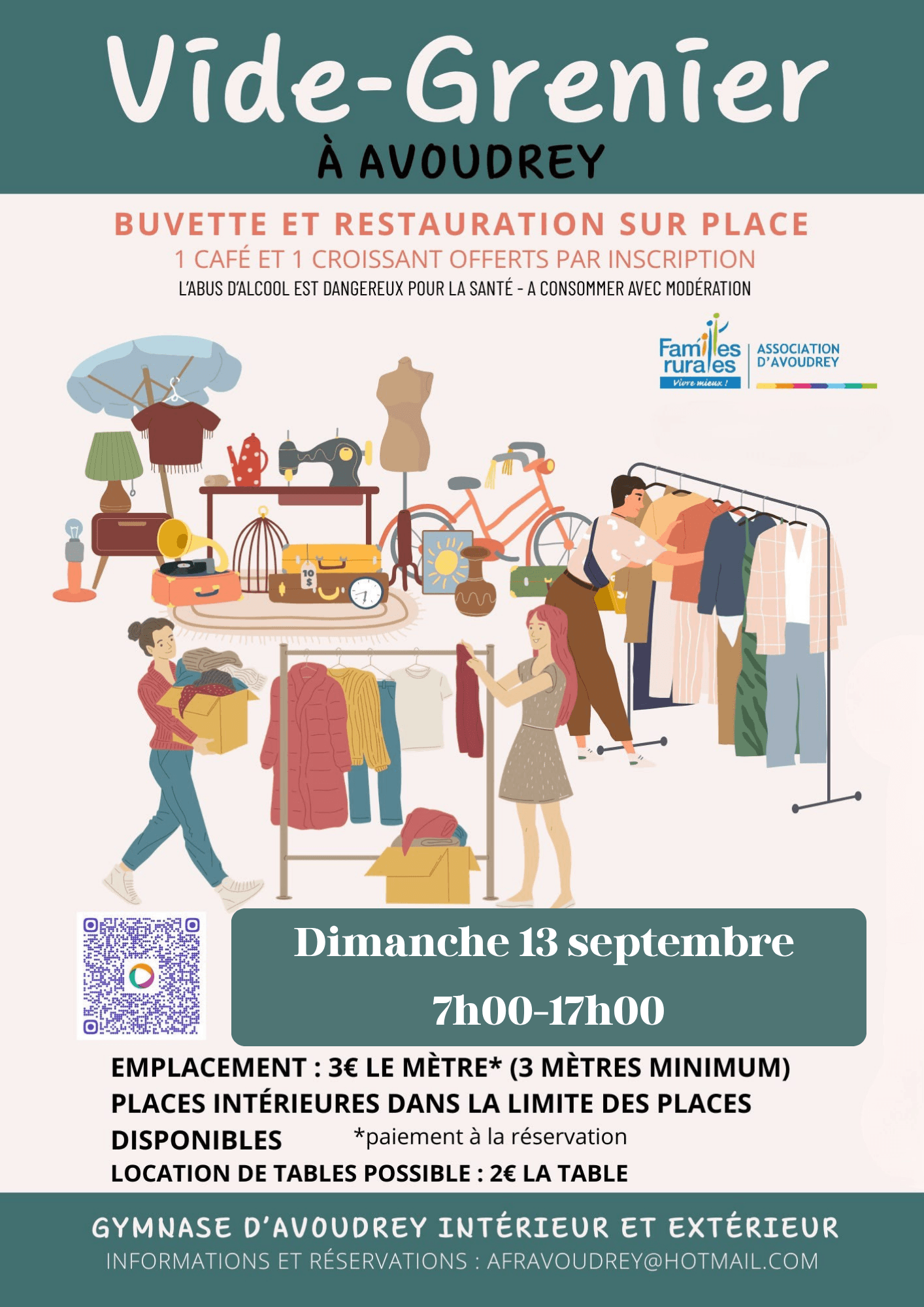 Affiche vide grenier dimanche 13 septembre Avoudrey