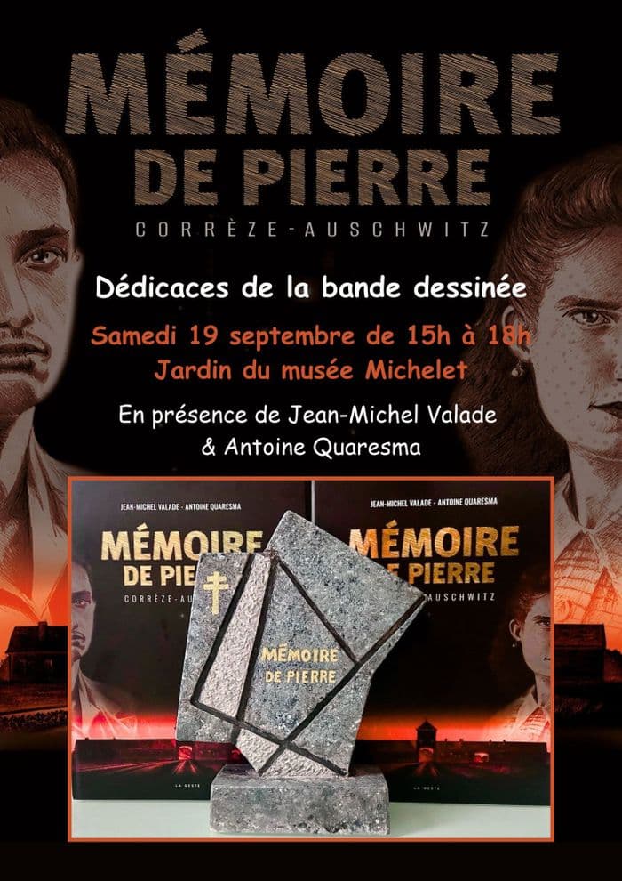 Séance de dédicaces de la bande dessinée "Mémoire de pierre"