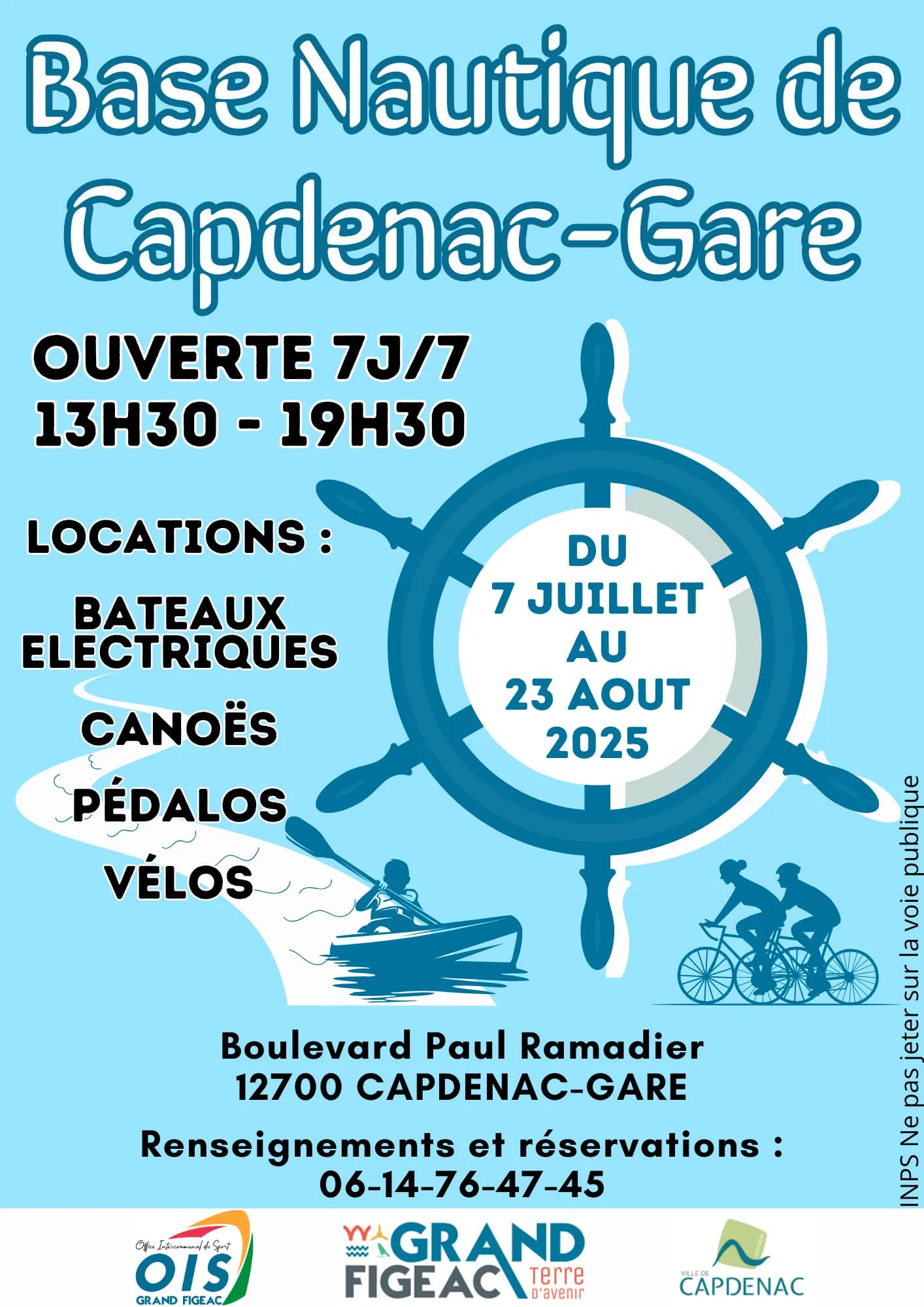 Affiche de la Base Nautique de Capdenac-Gare