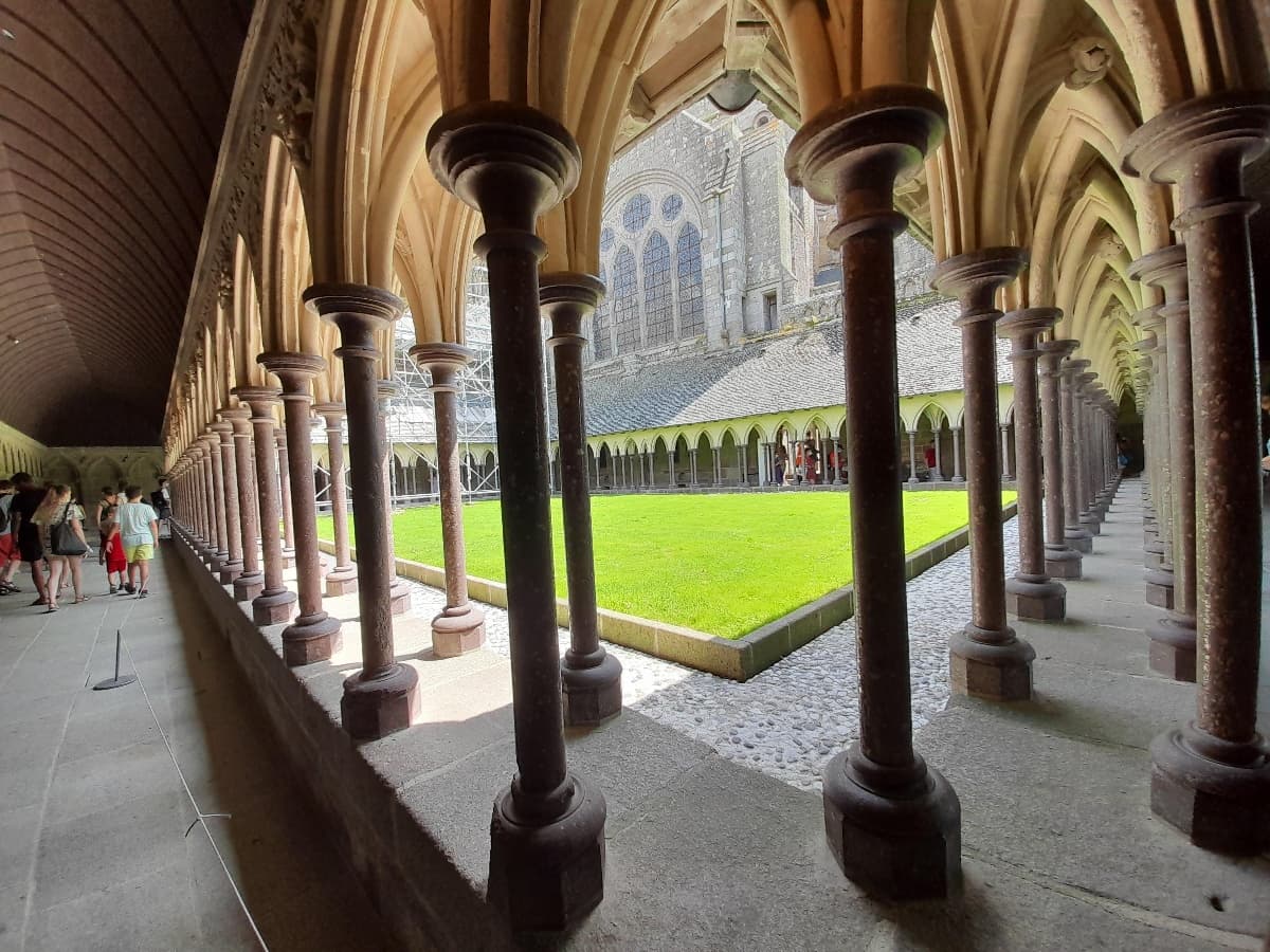 Mont-St-Michel and the cloister of the abbey