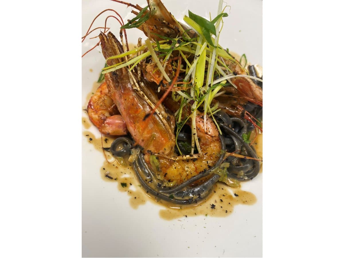 Les gambas flambées au Calvados
