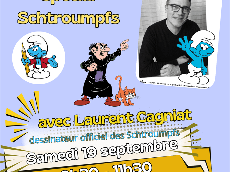 Atelier de dessin special Schtroumpfs avec Laurent Cagniat