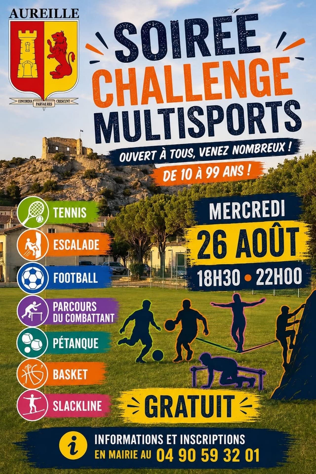 Soirée challenge multisports à Aureille 26.08.26
