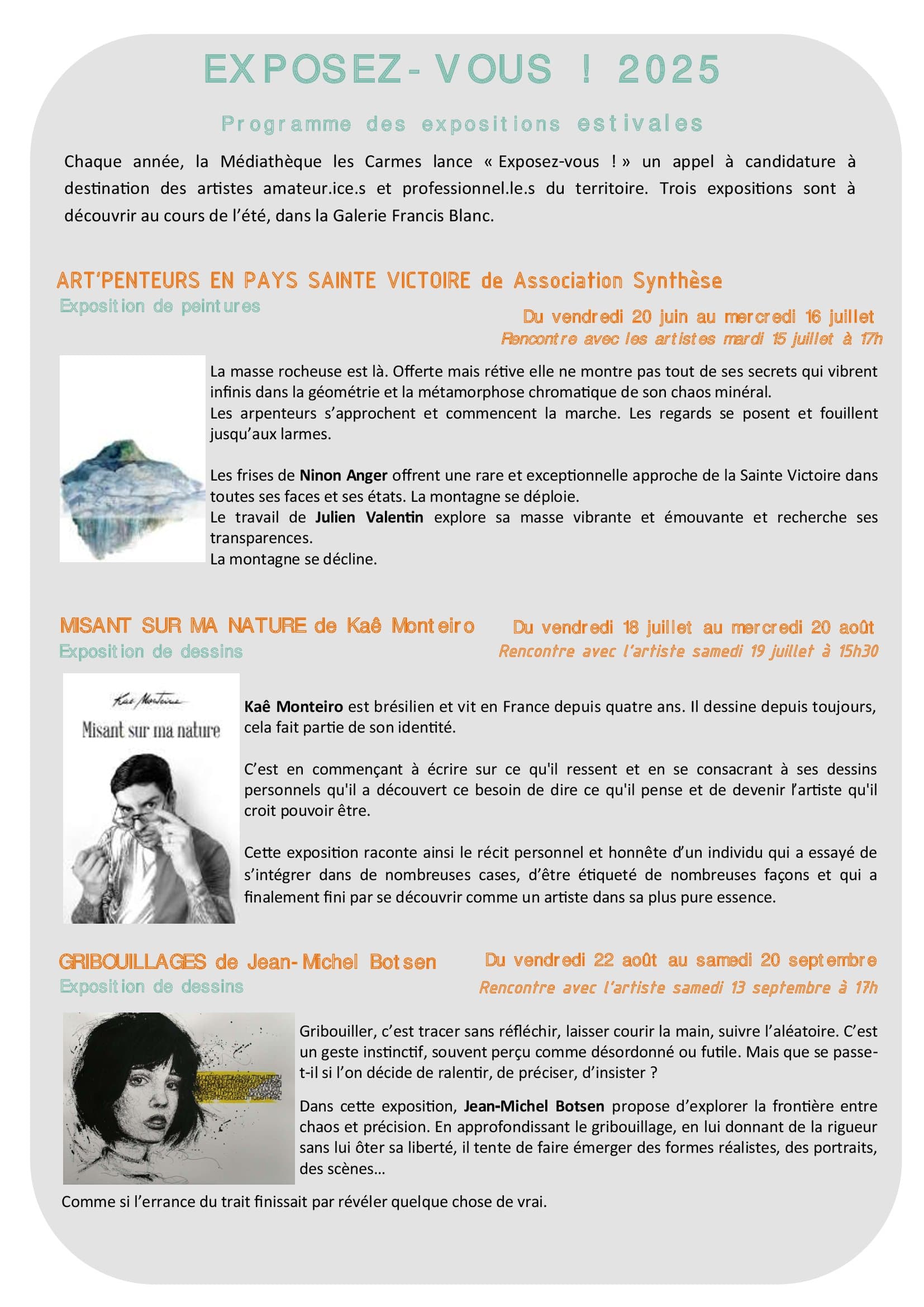 médiathèque Les Carmes , programme été 2025_Pertuis