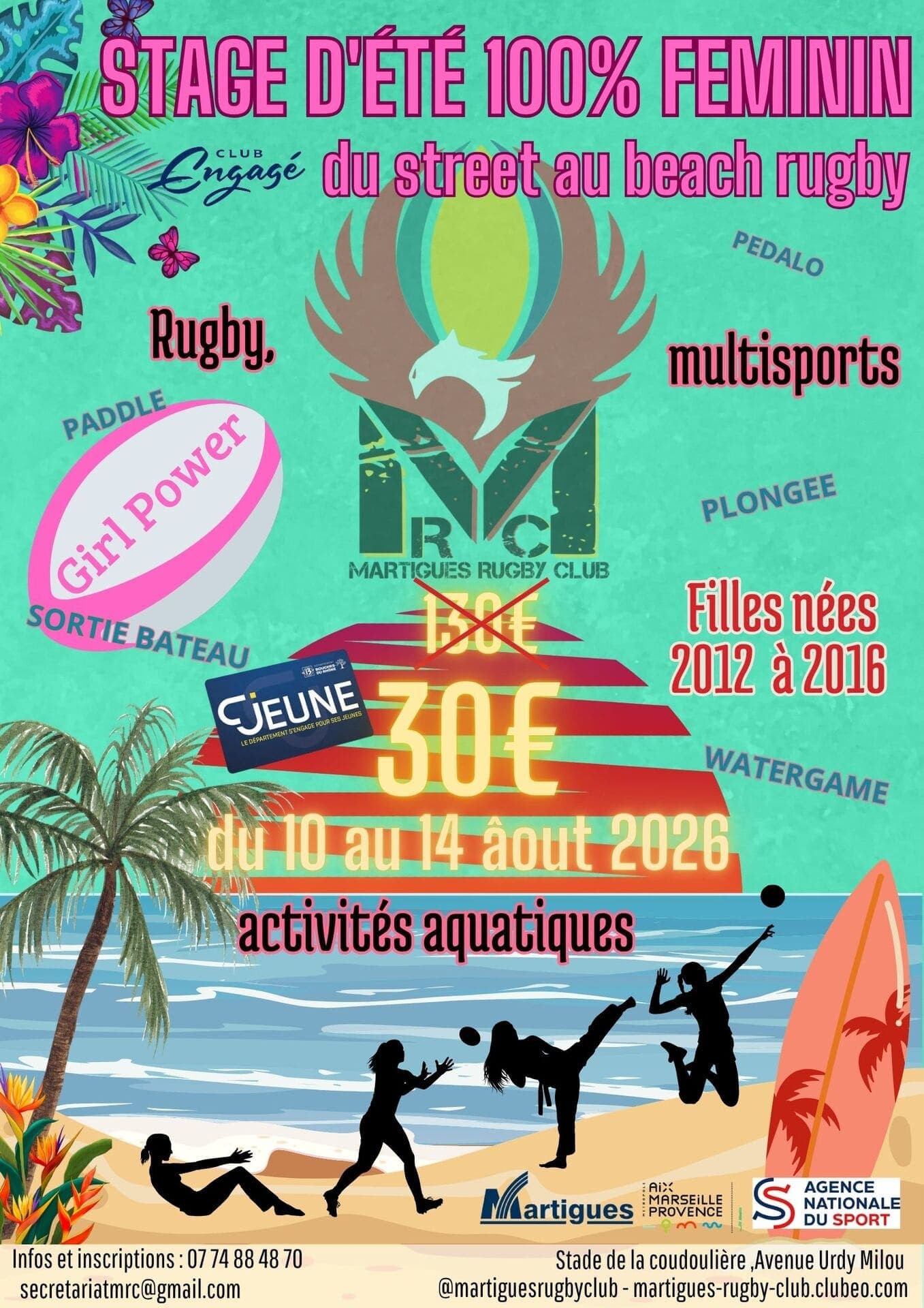 Stage d'été de Rugby plage et activités aquatiques 100% filles_Martigues