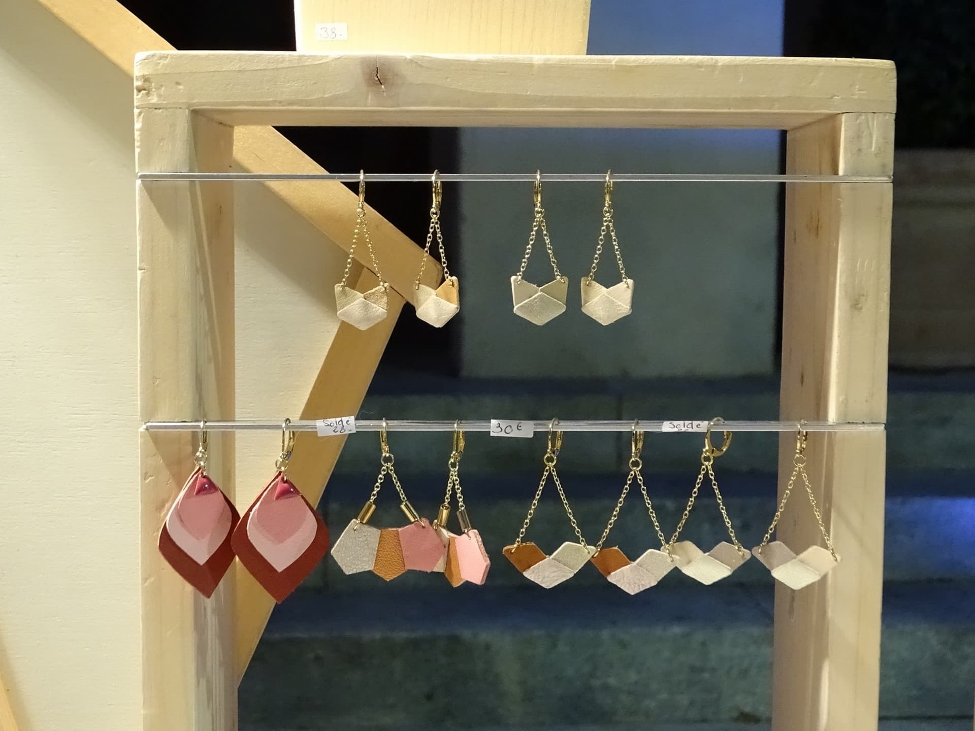 Marché des Créateurs boucles d'oreilles en cuir