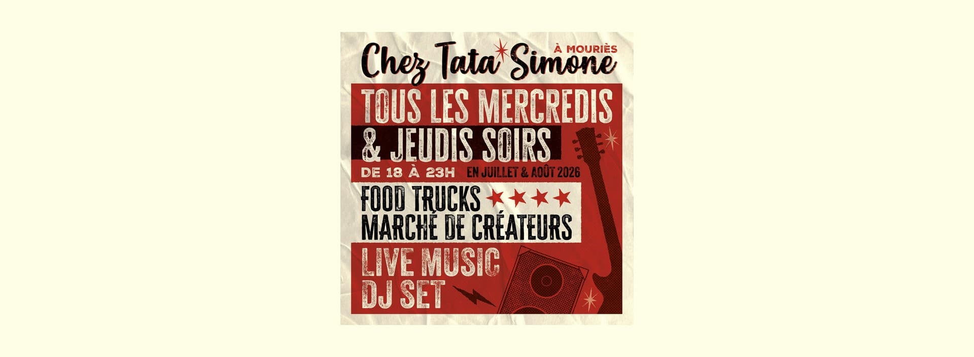 Marché de créateurs et Foodtrucks Chez Tata Simone à Mouriès 01.07 au 27.08.26