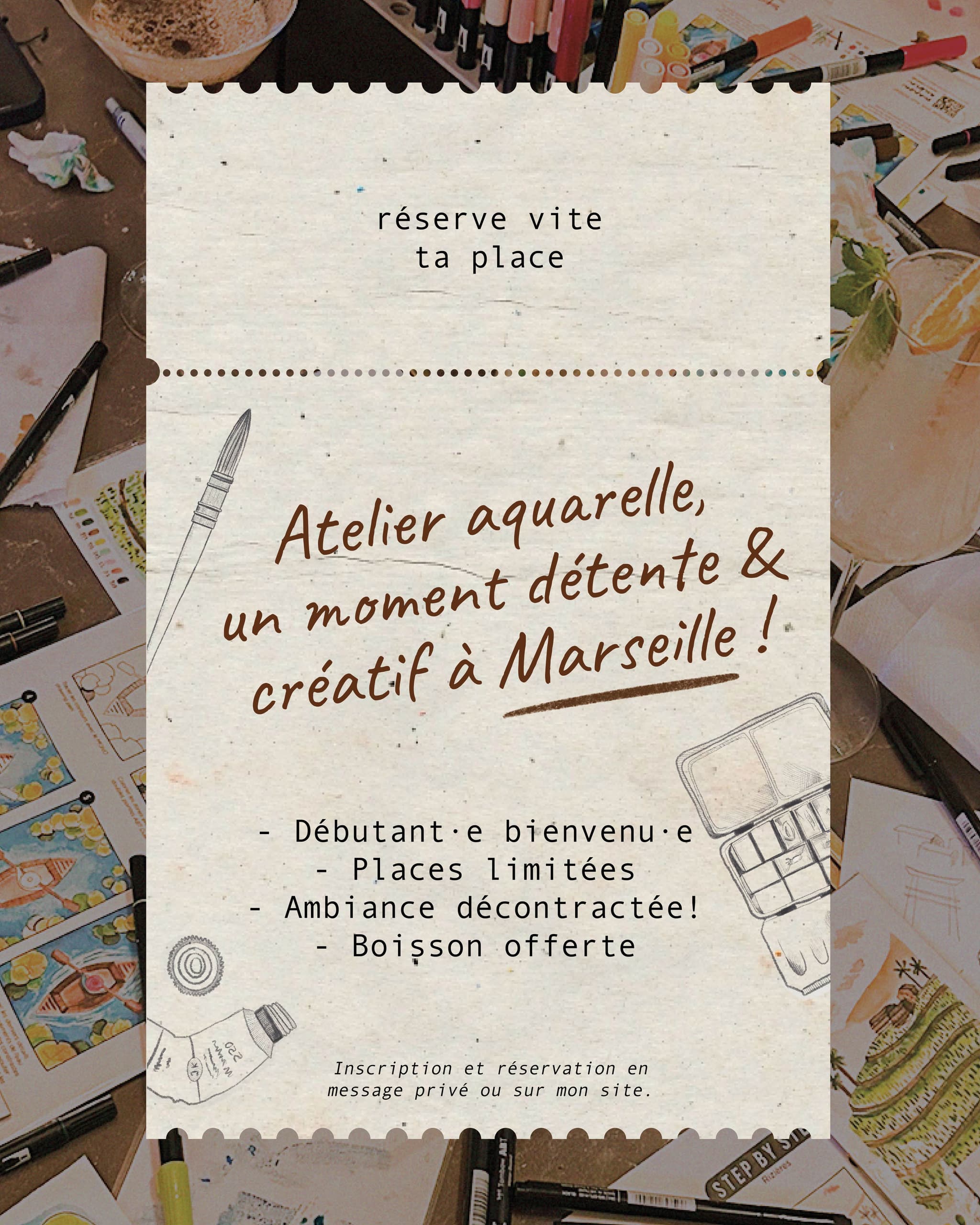 Réservez votre atelier aquarelle à Marseille