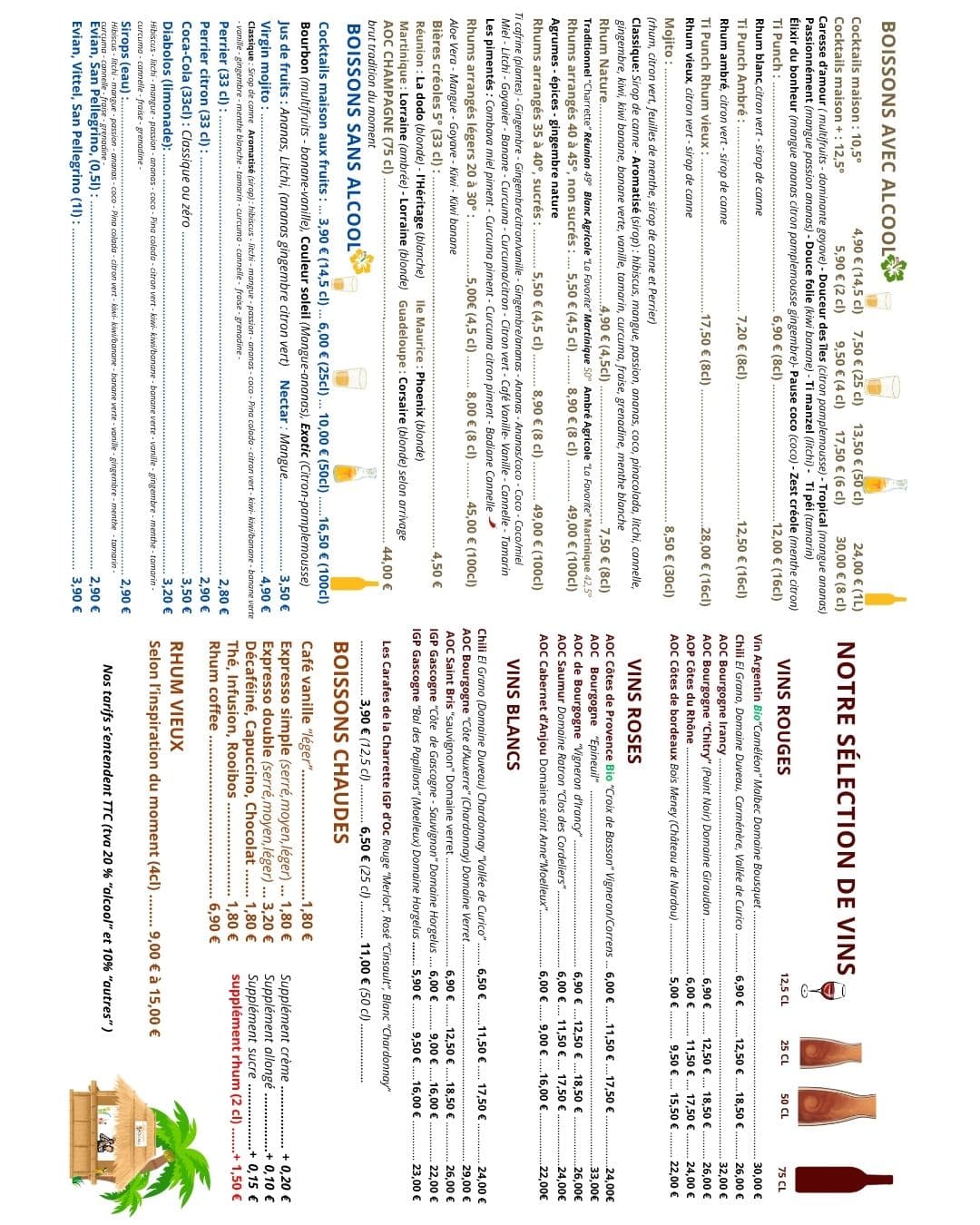 Menu boisson