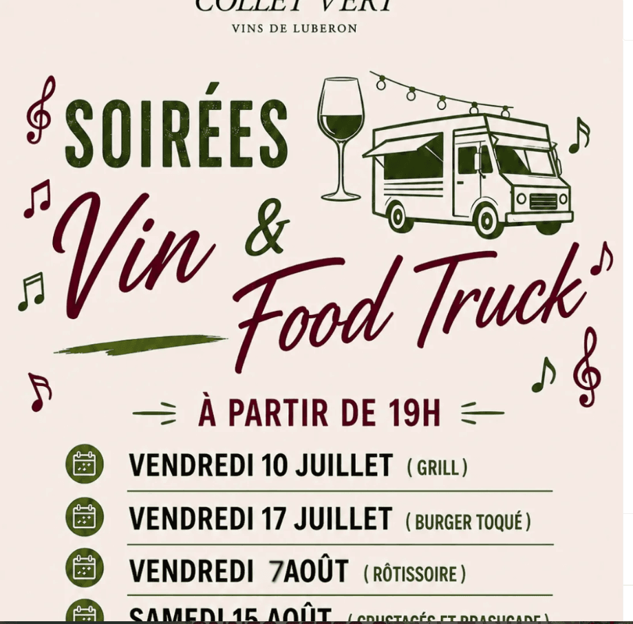 Soirée vin et food truck au Domaine du Collet Vert_Pertuis