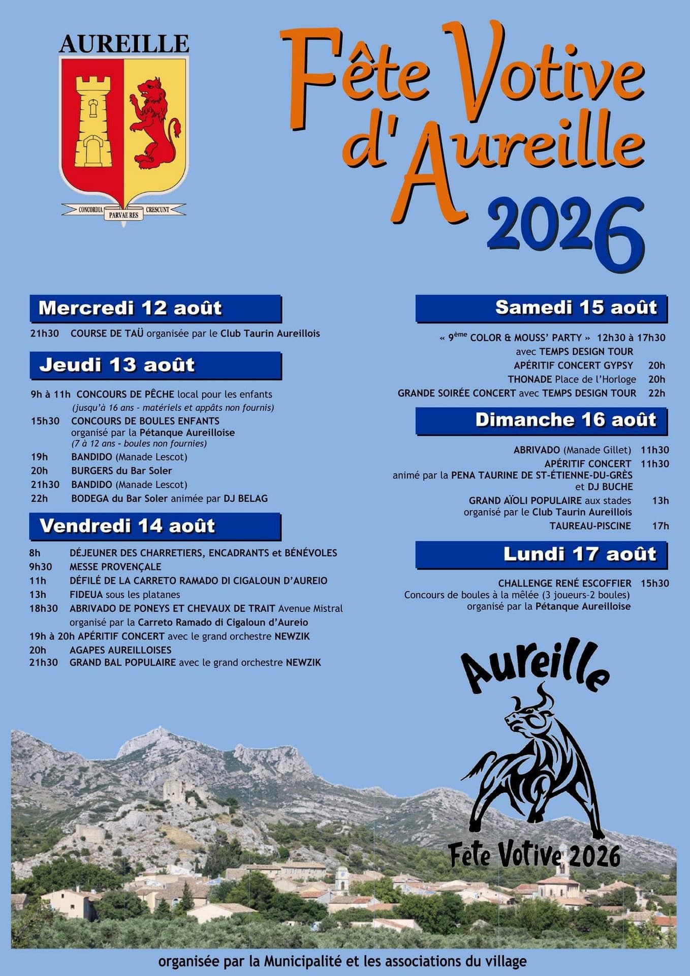 Fête Votive d'Aureille 2026 12.08 au 17.08.26