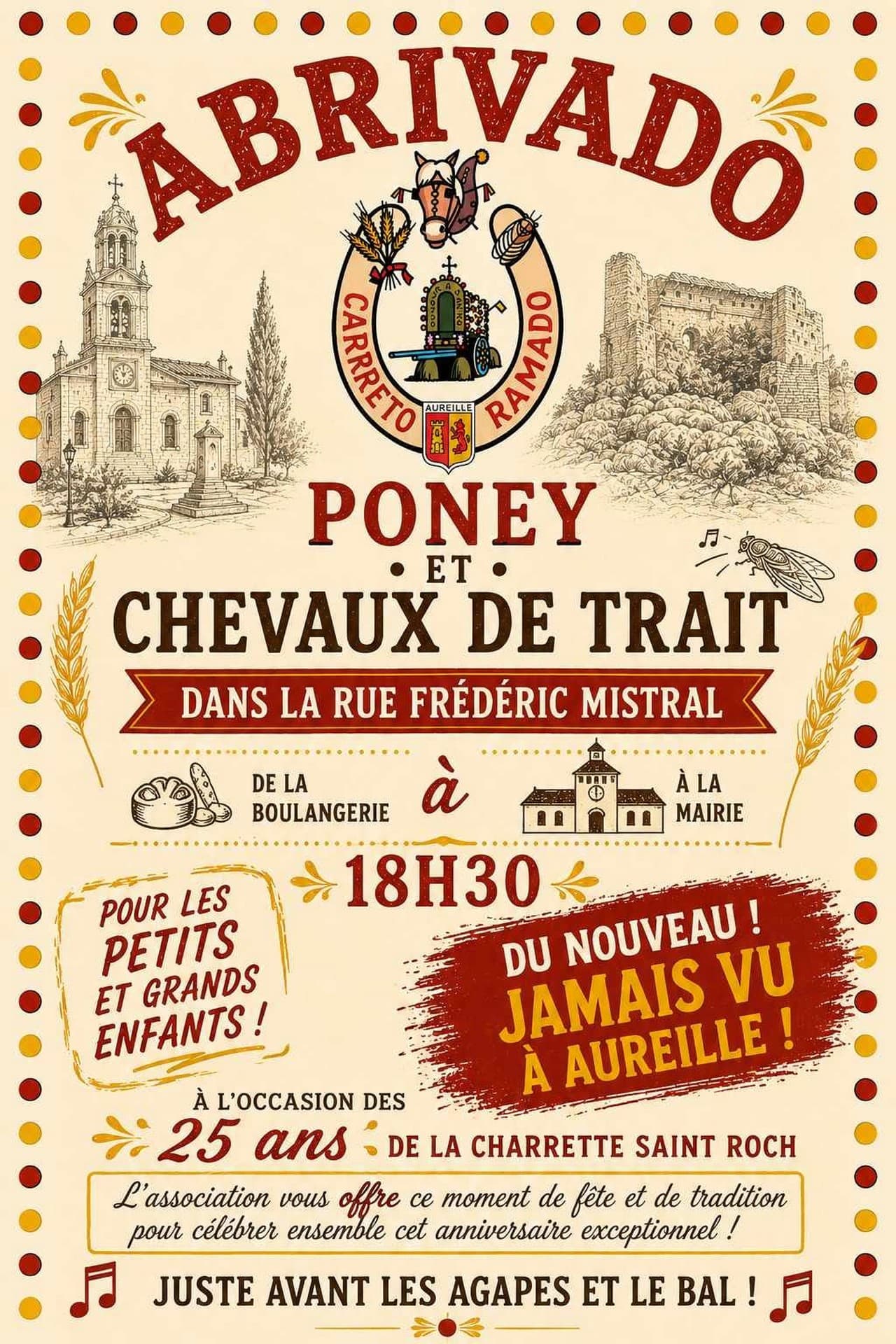 Fête de la Saint-Roch Abrivado de poney à Aureille 14.08.26