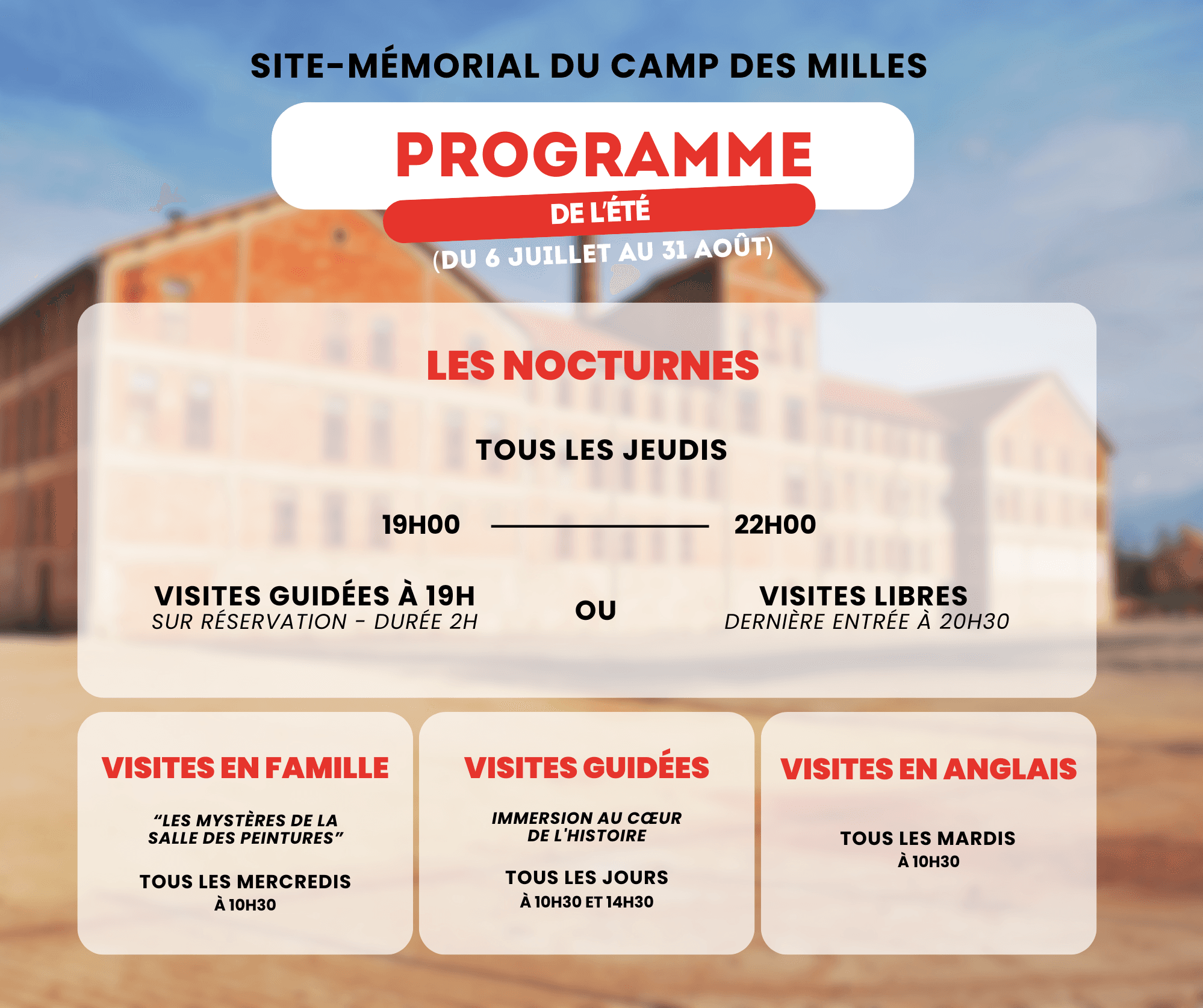 vacances d'été au Site-mémorial du Camp des Mills