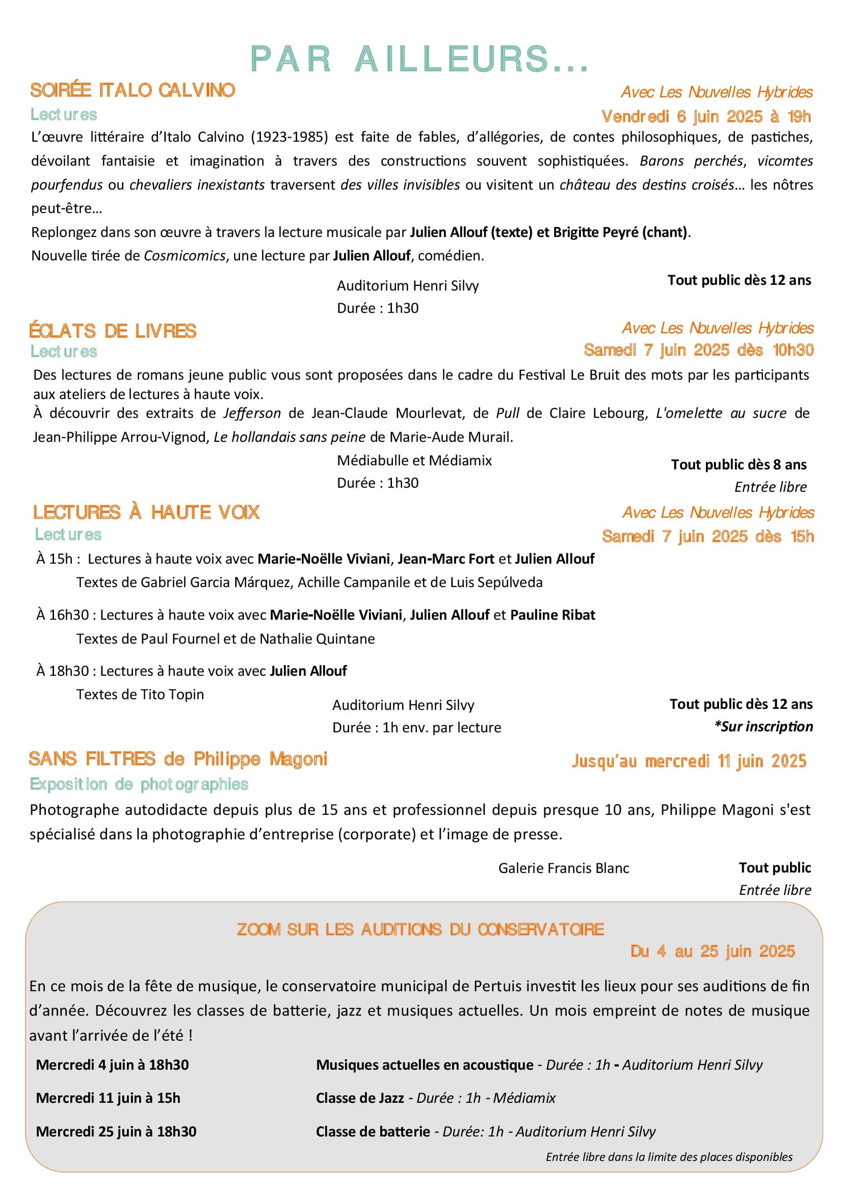 médiathèque Les Carmes , programme été 2025_Pertuis