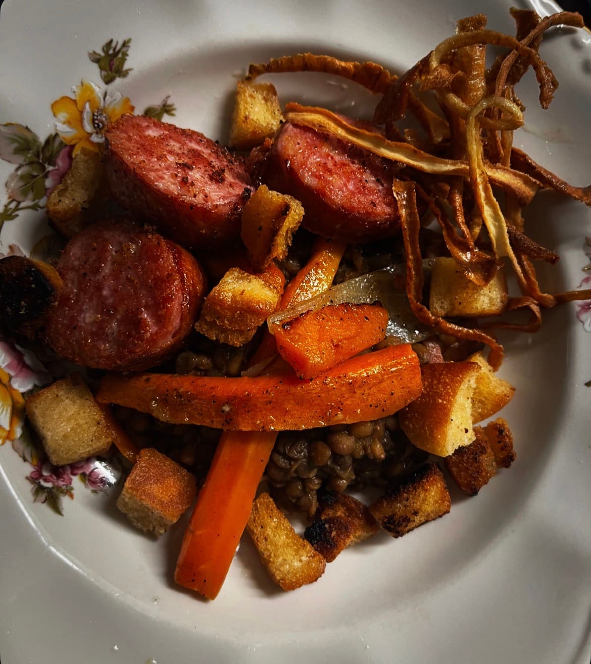 Lentille saucisse
