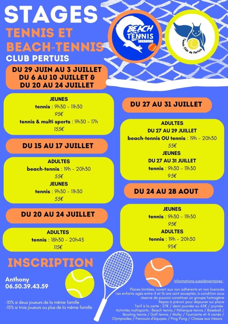 Stage tennis et beach-tennis_Pertuis