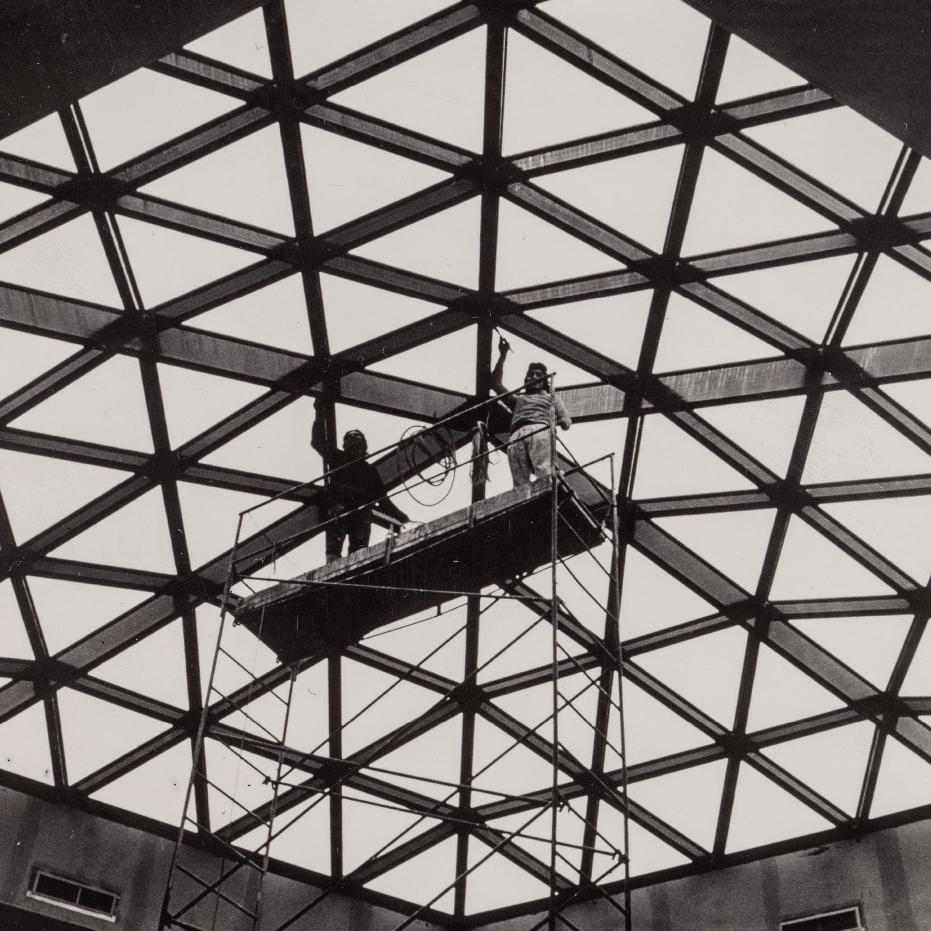 Centre architectonique de la Fondation Vasarely en construction, date inconnue