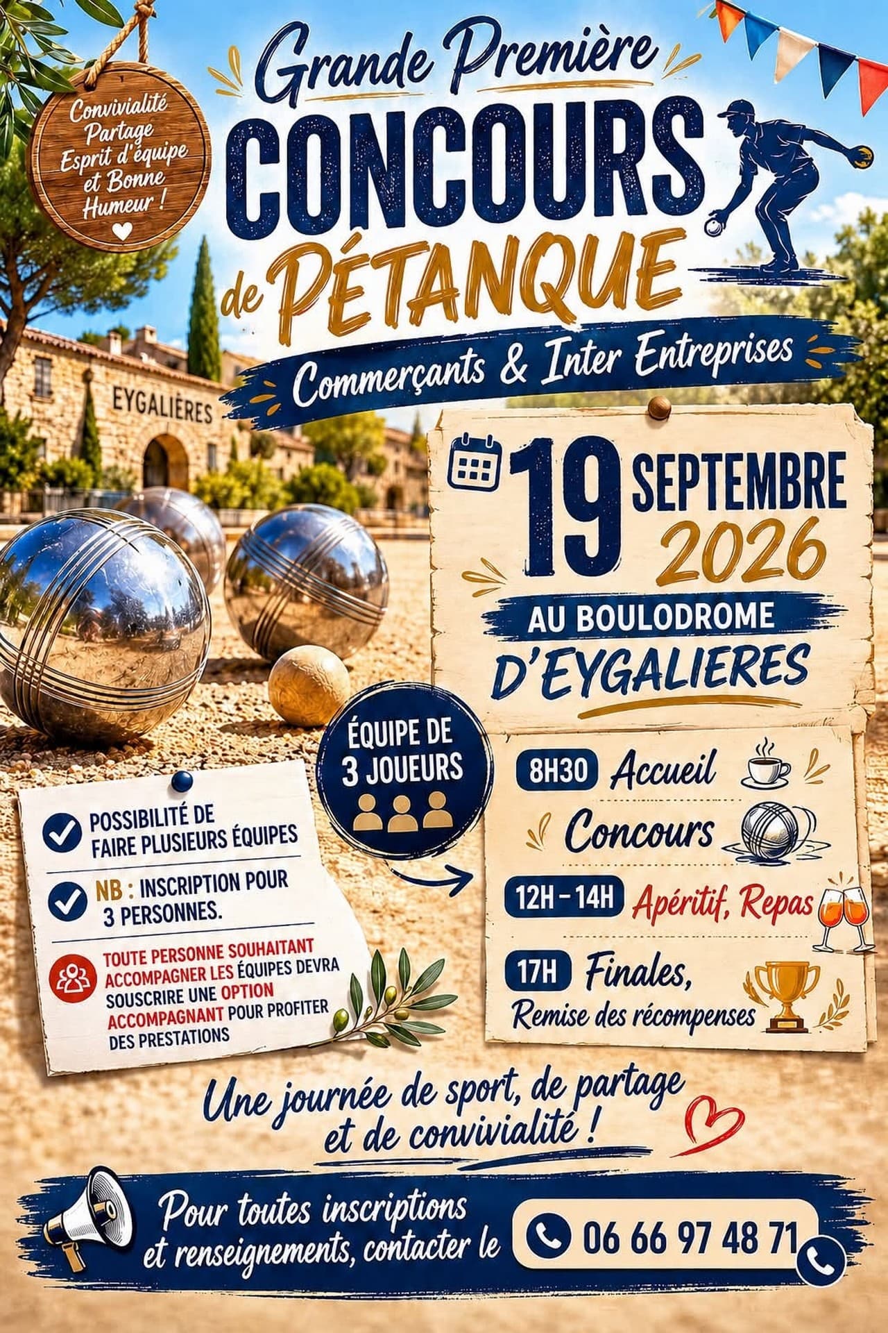 Concours de pétanque commerçants et inter entreprises à Eygalières 19.09.26