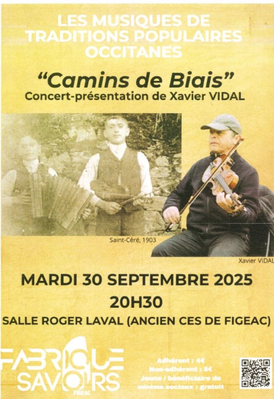 Concert-présentation de Xavier-Vidal à Figeac, "Camins de biais"