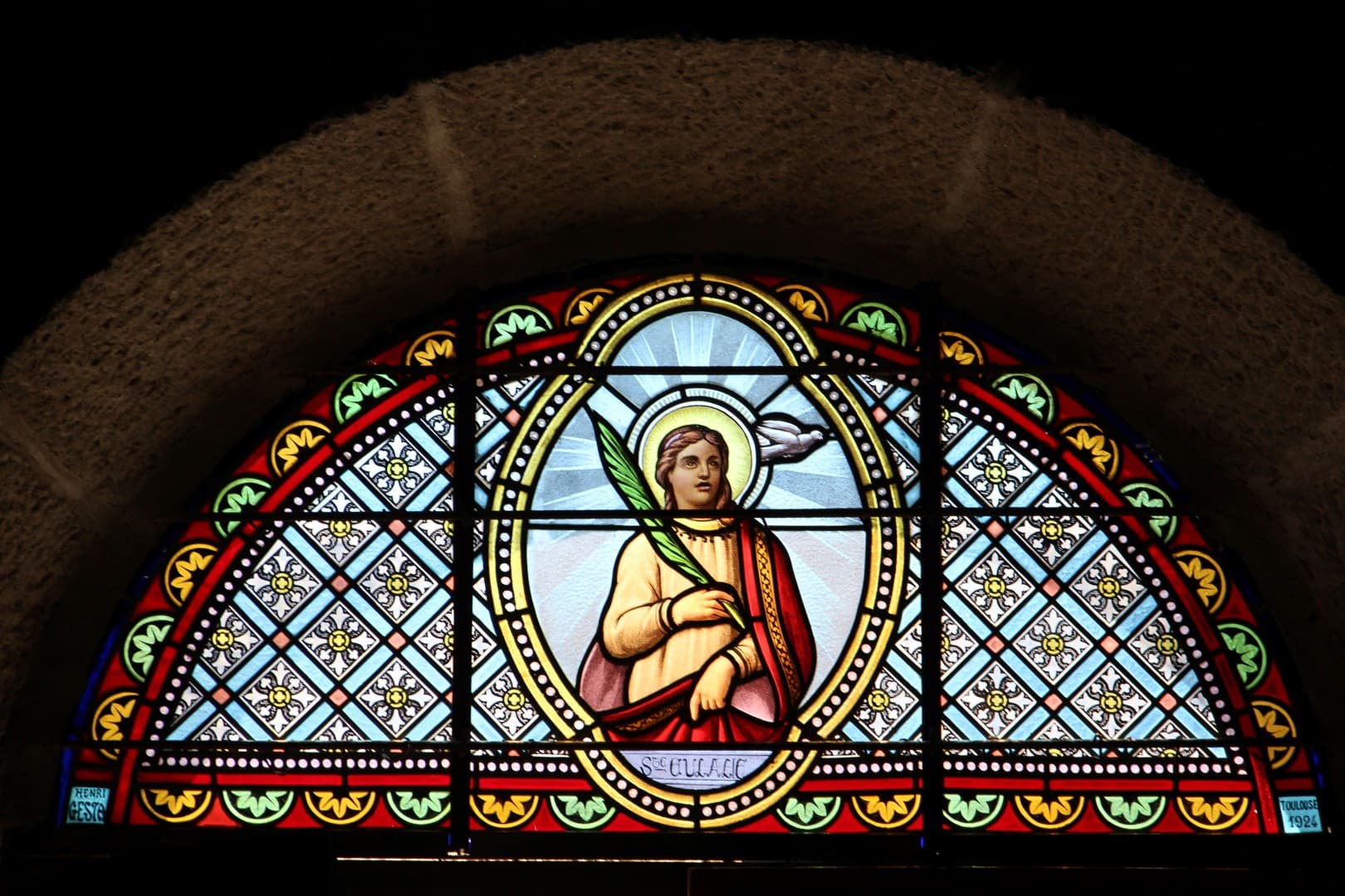 Vitrail - portail-entrée - Eglise Sainte-Eulalie