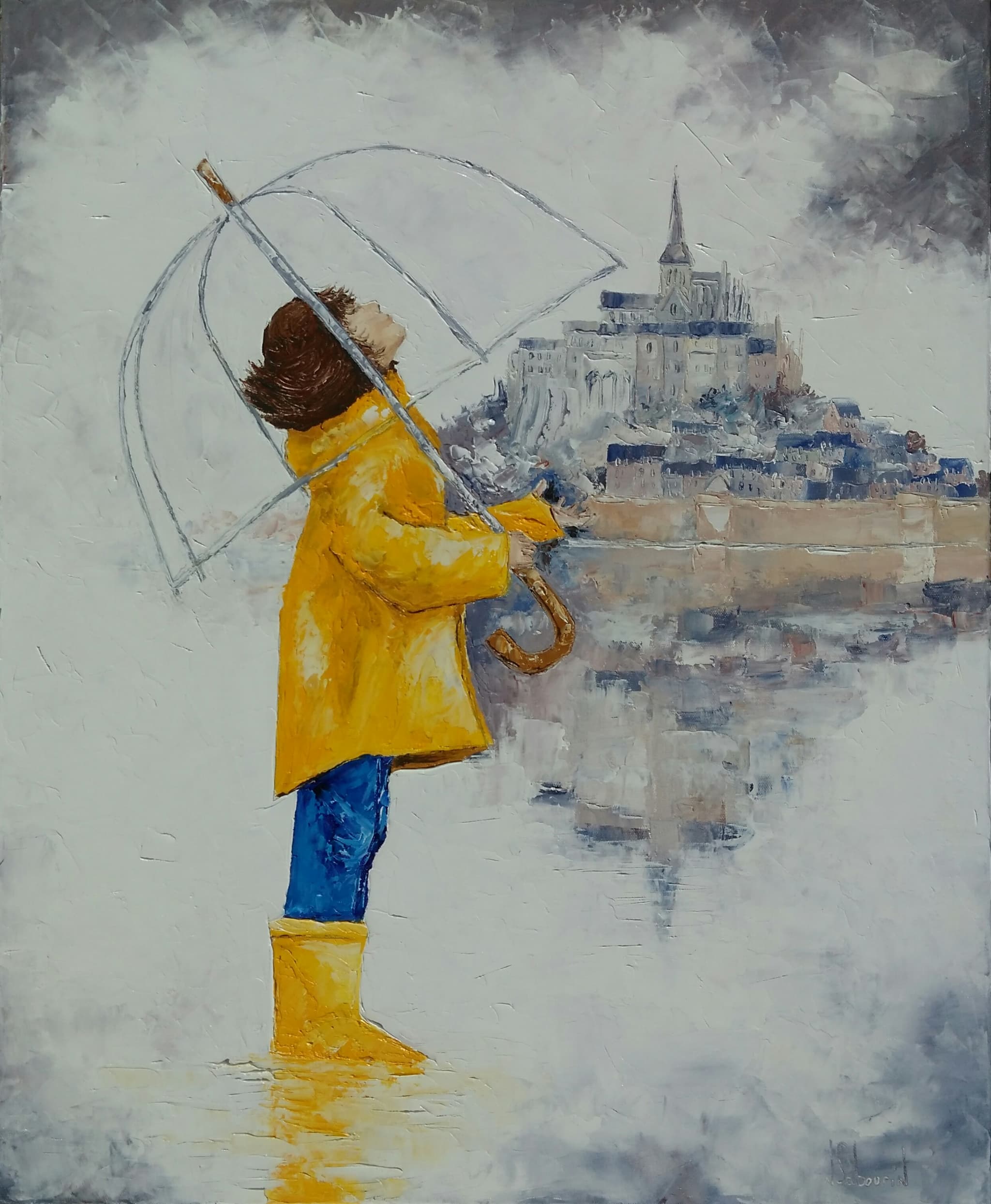 Personnage au pied du Mont-Saint-Michel