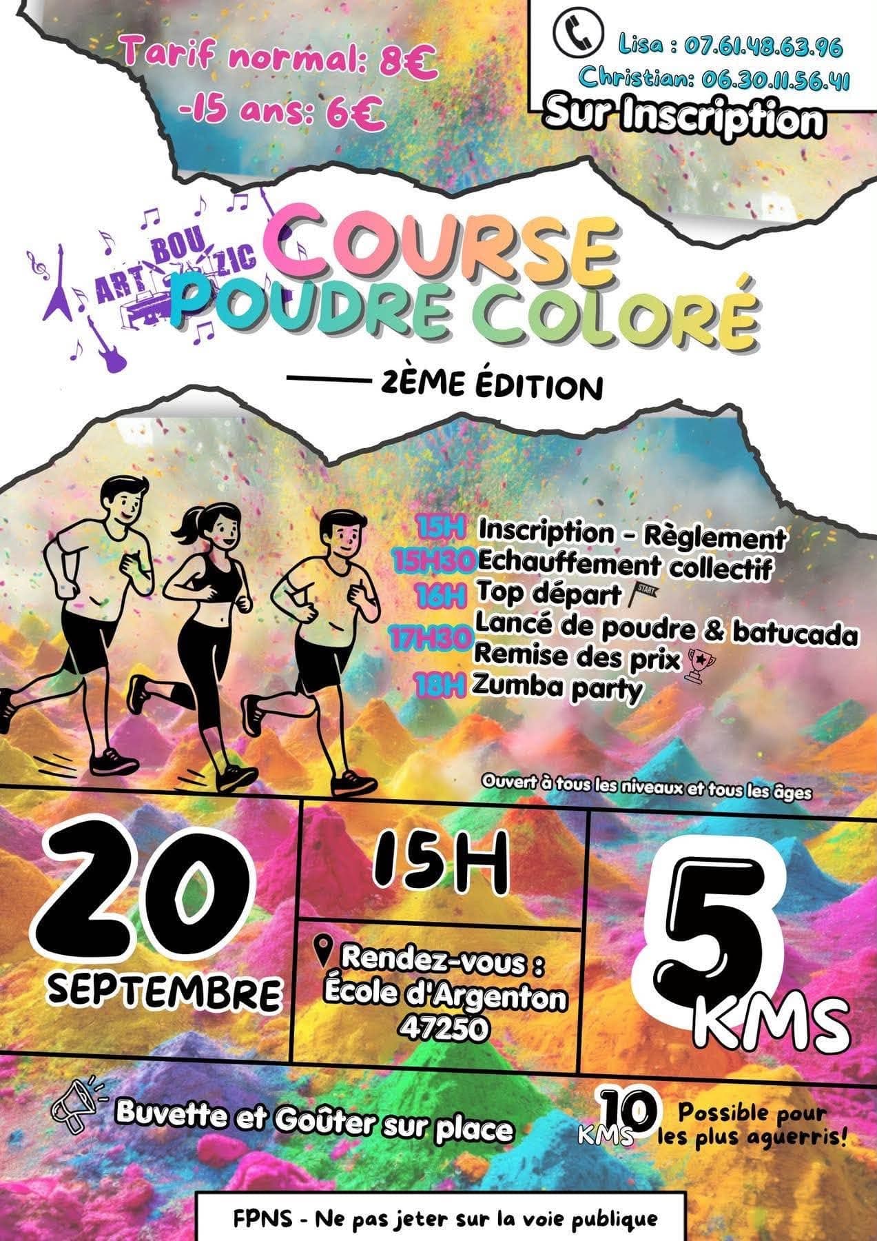 Course de poudre colorée