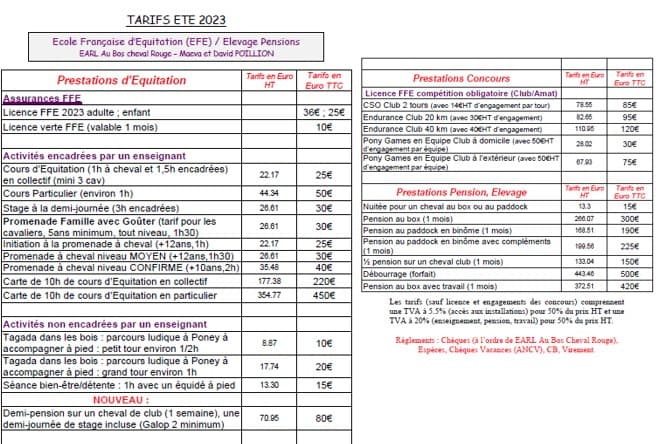 Au Bos Tarifs