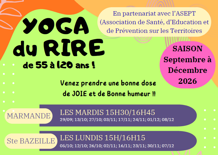 Yoga du rire Duras automne 2026 haut