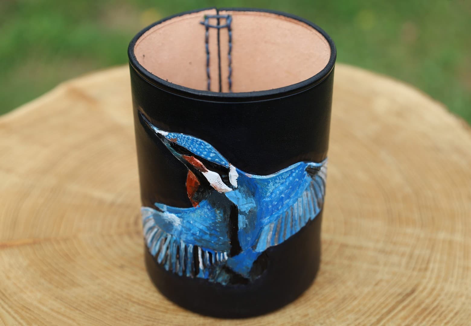 pot à crayons cuir martin pêcheur 5
