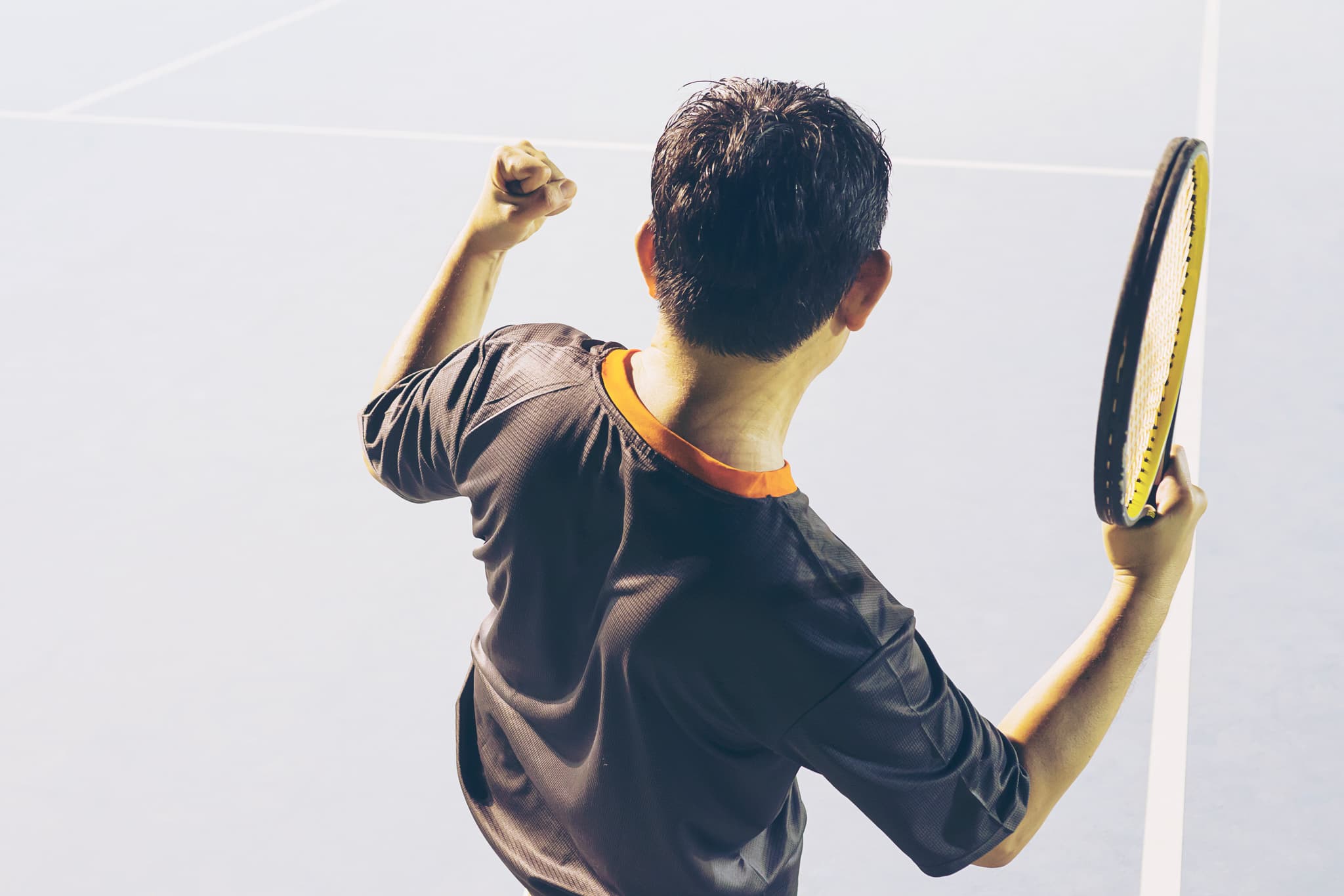 Victory player in tennis match