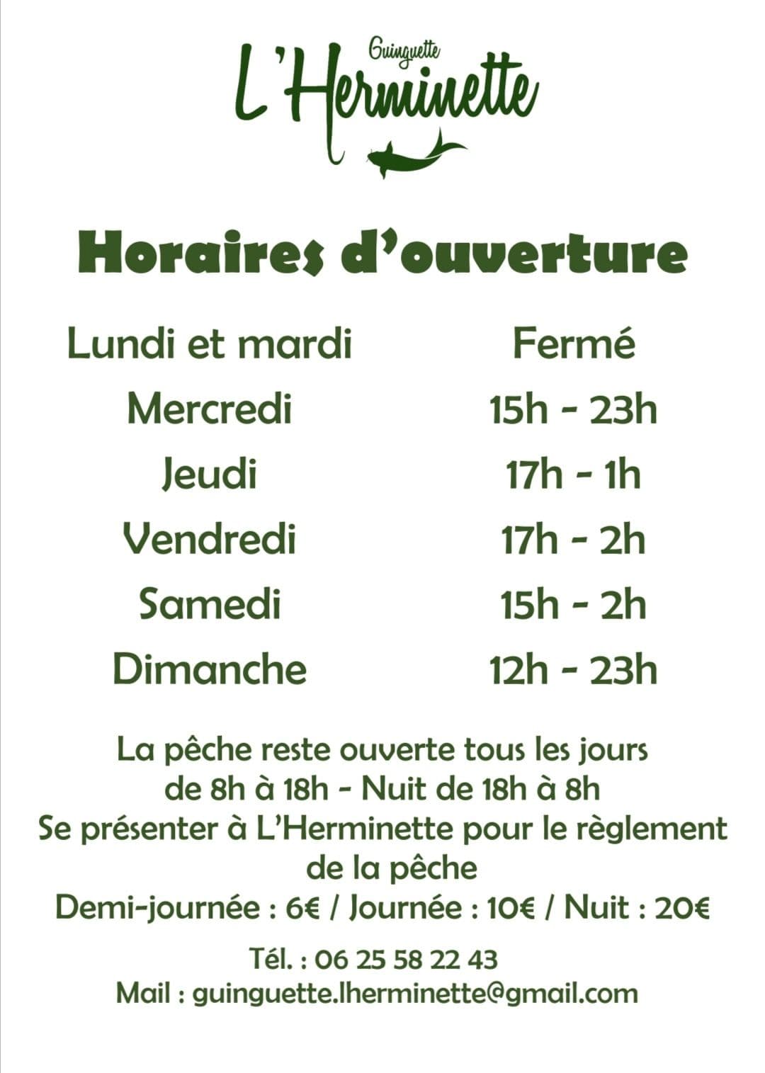 Horaires été Herminette