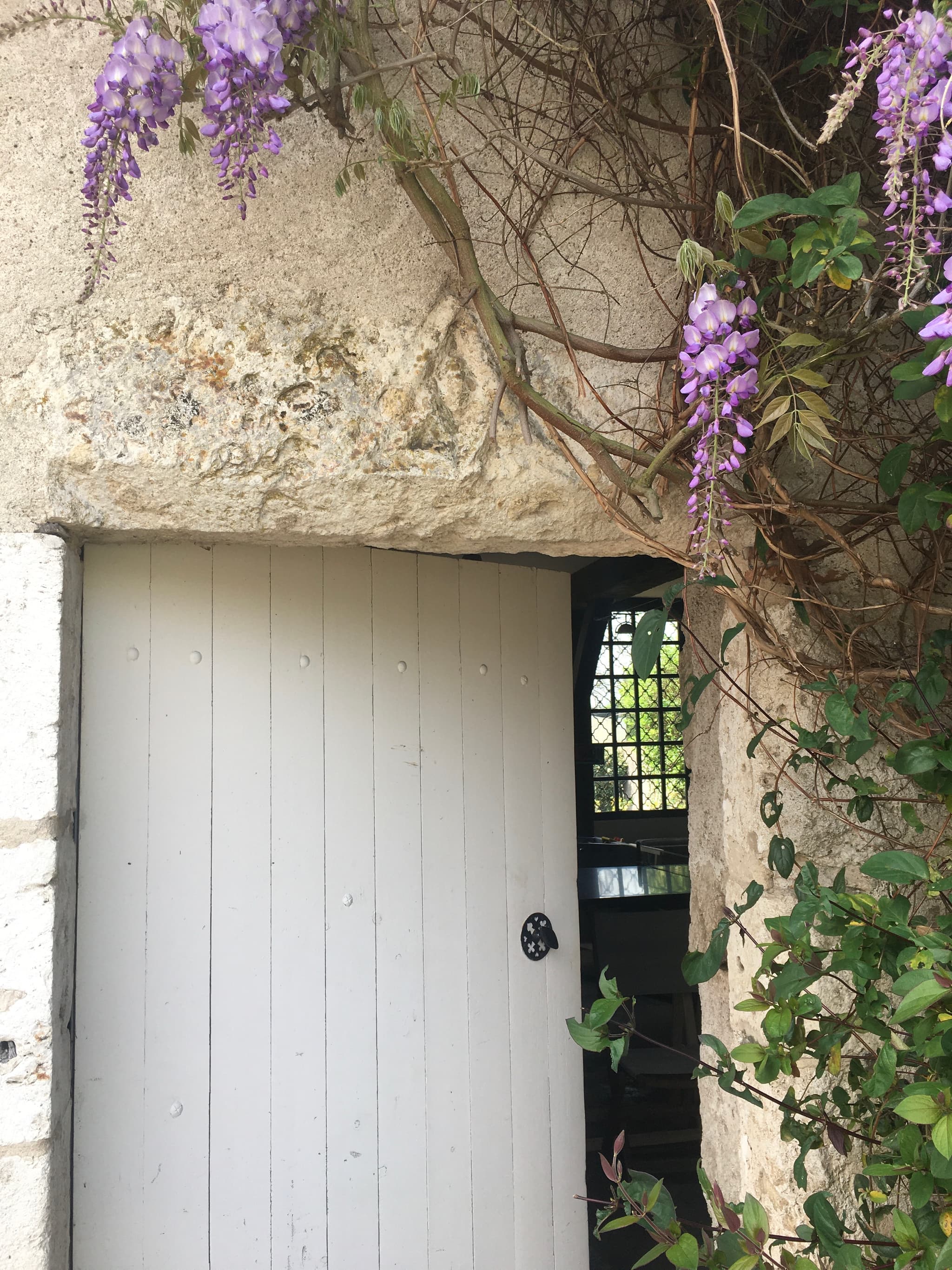 porte dans la copur donnant sur la salle de jeux et le jardin