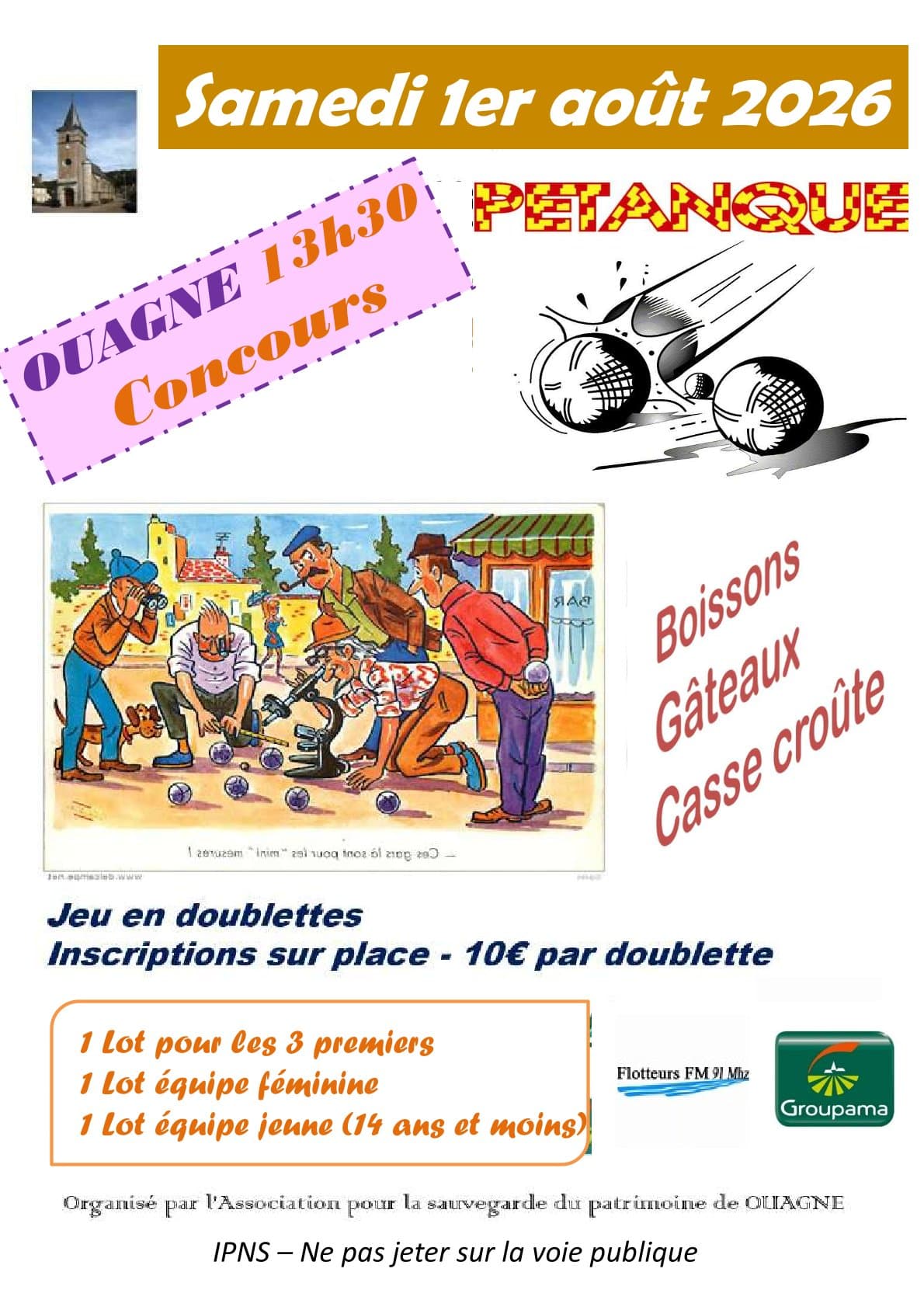 1er août 2026 - Concours de pétanque - Ouagne