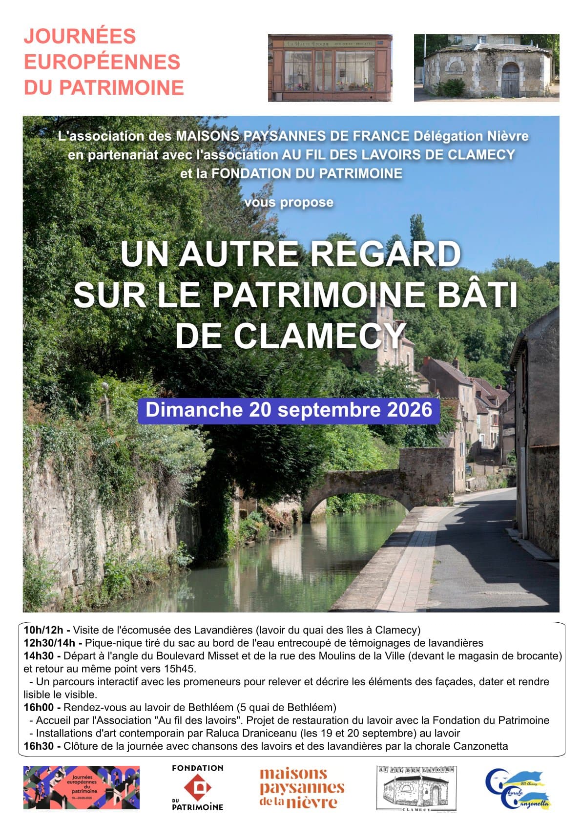 20 septembre 2026 - Journée patrimoine Clamecy - Au fil des lavoirs - Clamecy