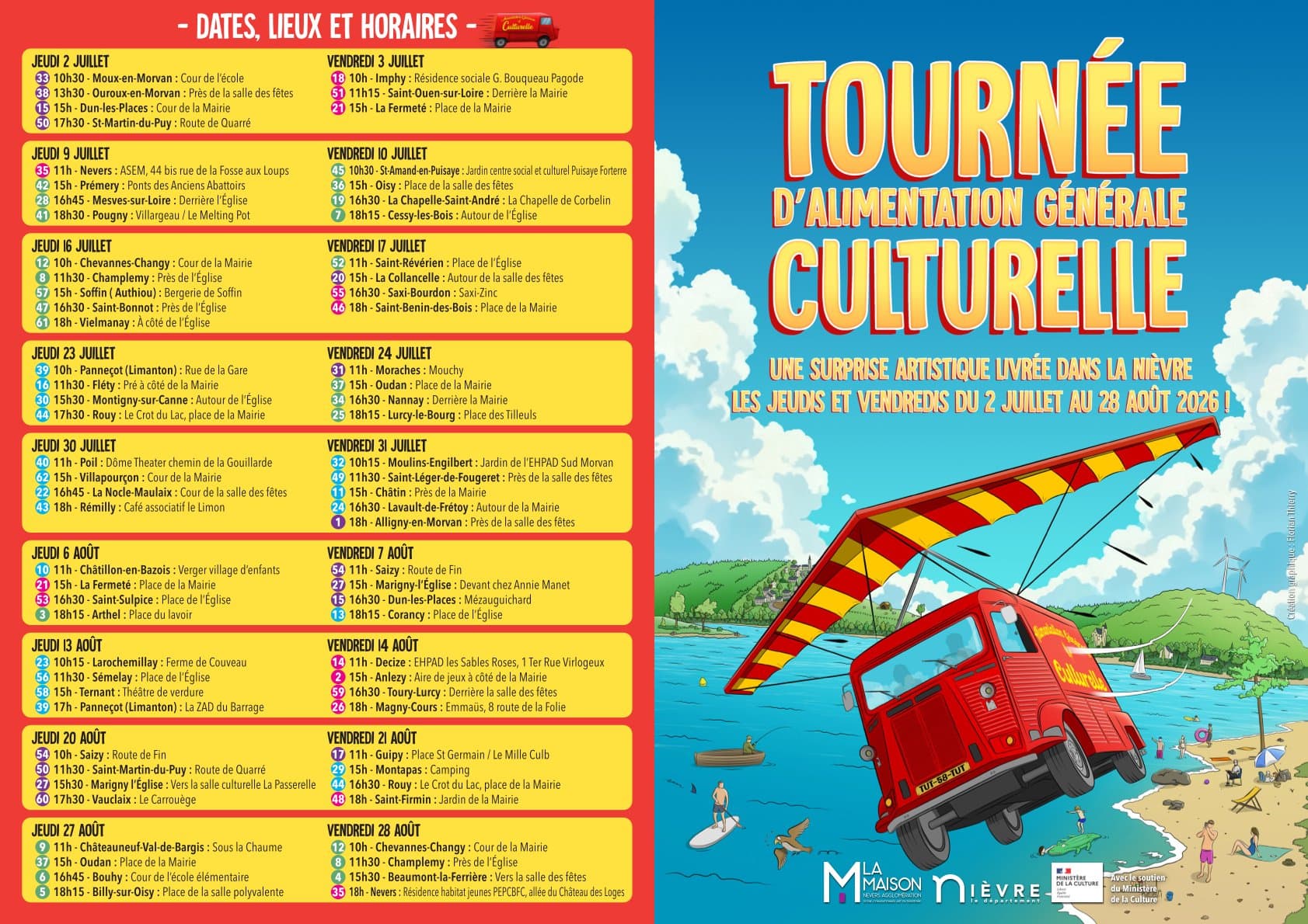 Eté 2026 - Tournée d'Alimentation Générale Culturelle - Programme