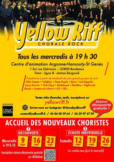 Chorale rock YELLOW RIFF : séances découverte gratuites