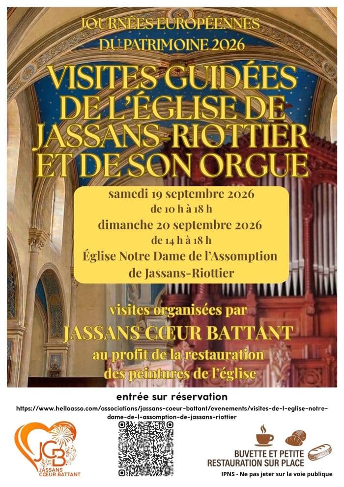 Visites guidées de l'orgue Merklin-Schütze de 1864, de l'église Notre Dame de l'Assomption de Jassans-Riottier