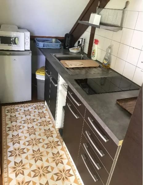 Kitchinette , avec ingrédients de base ( huile, vinaigre, sel, poivre, et parfois riz , pates ... )