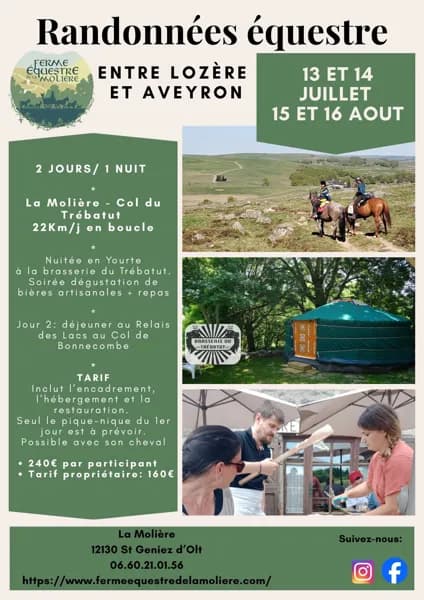 Randonnées équestre à la ferme équestre de la Molière