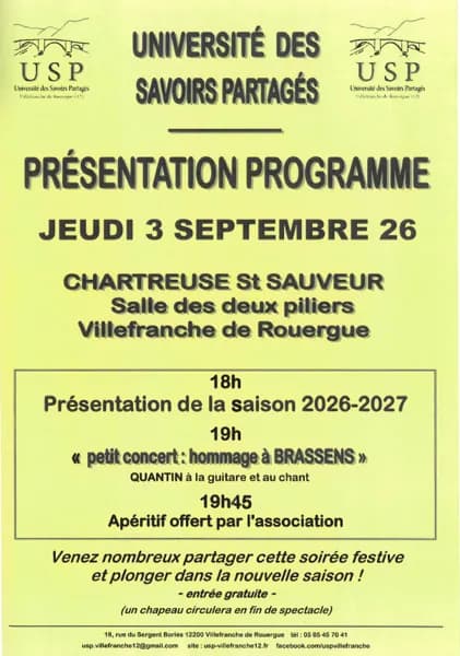Présentation du programme de l'USP et concert