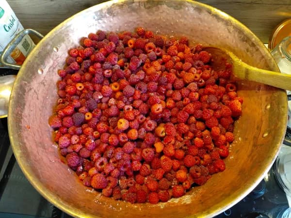 Fruits du jardin en confiture ; framboises