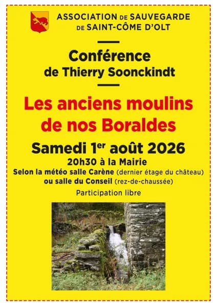 Conférence " Les anciens moulins de nos Boraldes"