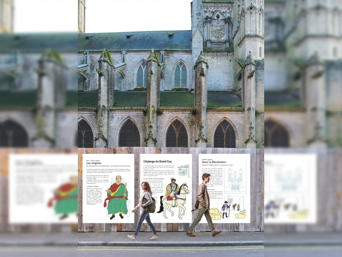 Exposition sur les murs du chantier de l'église Saint-Pierre_050325