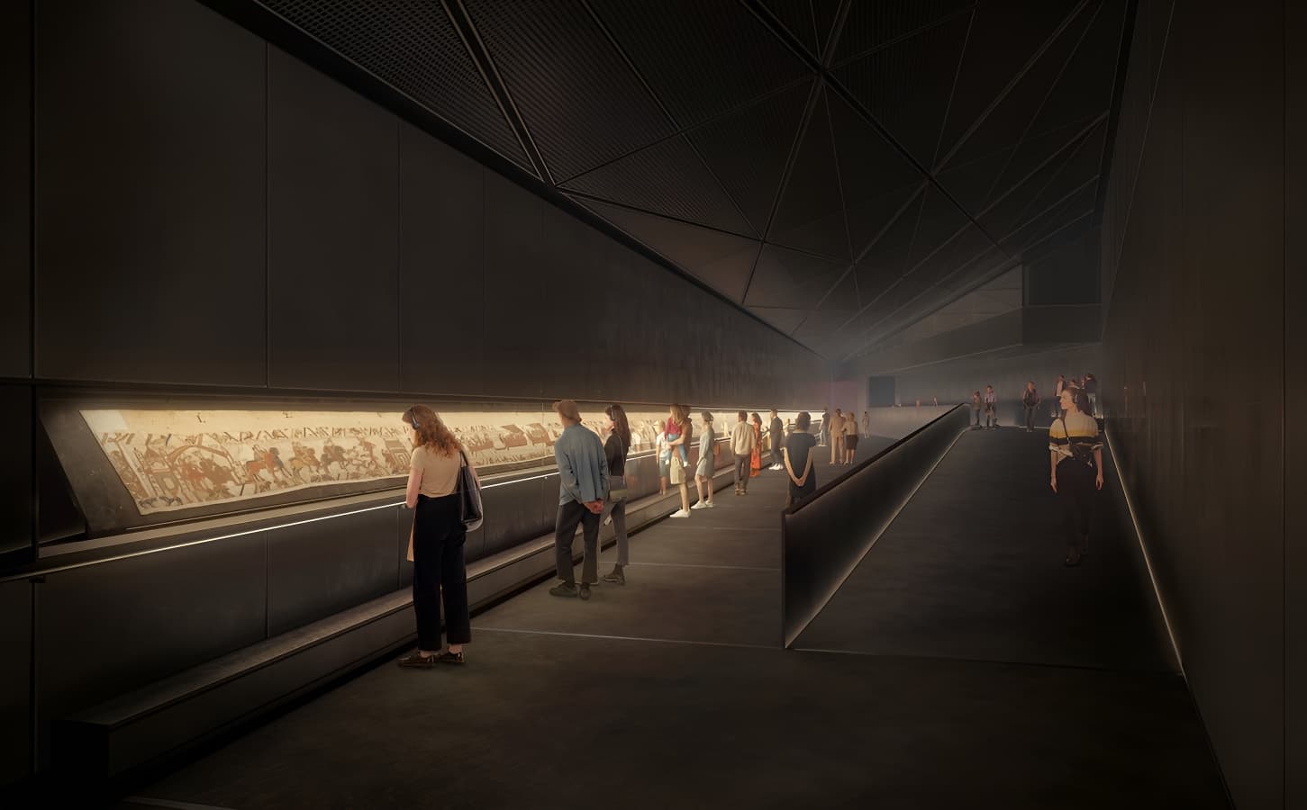 Futur musée de la Tapisserie de Bayeux - Visualisation de la galerie d'exposition de la tapisserie monumentale ©RSHP